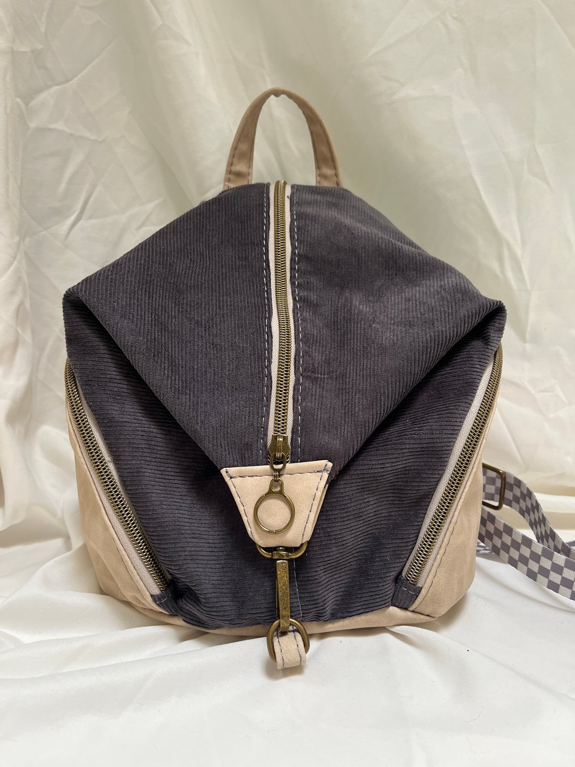 Beige and Grey Mini Backpack Beige and Grey Mini Backpack